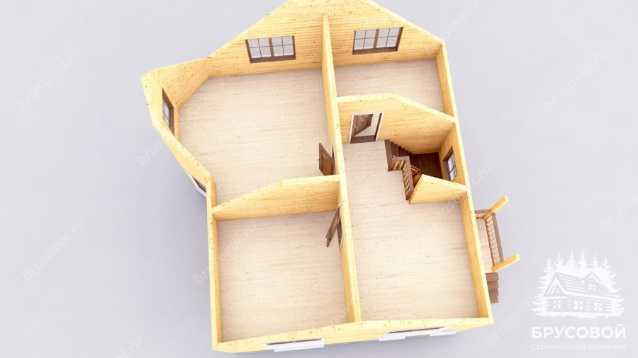 3d План второго этажа проект БРУСОВОЙ №-69