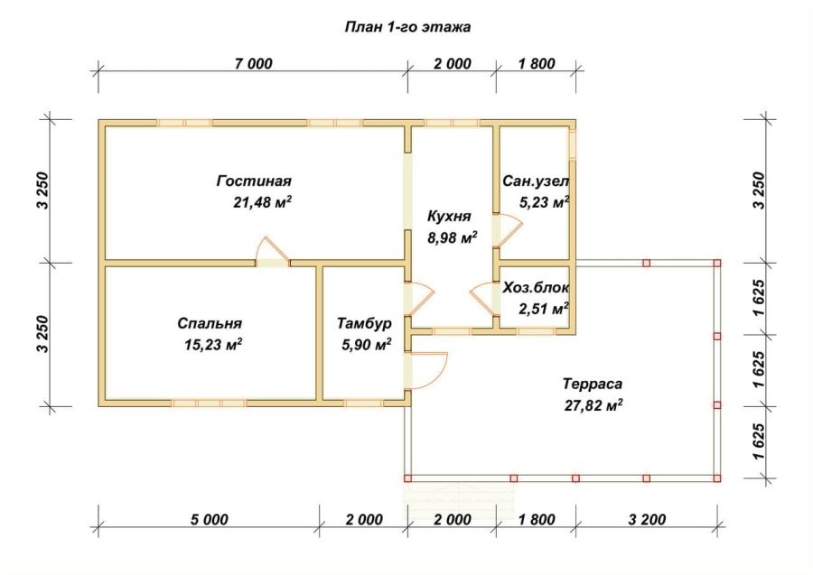 План первого этажа проект БРУСОВОЙ №-7
