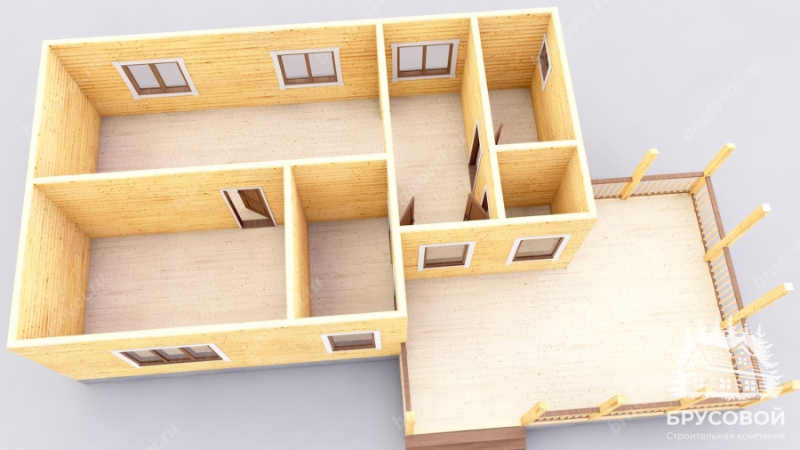 3d План первого этажа проект БРУСОВОЙ №-7