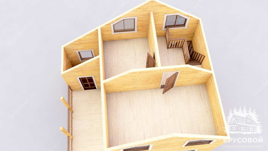 3d План второго этажа проект БРУСОВОЙ №-70