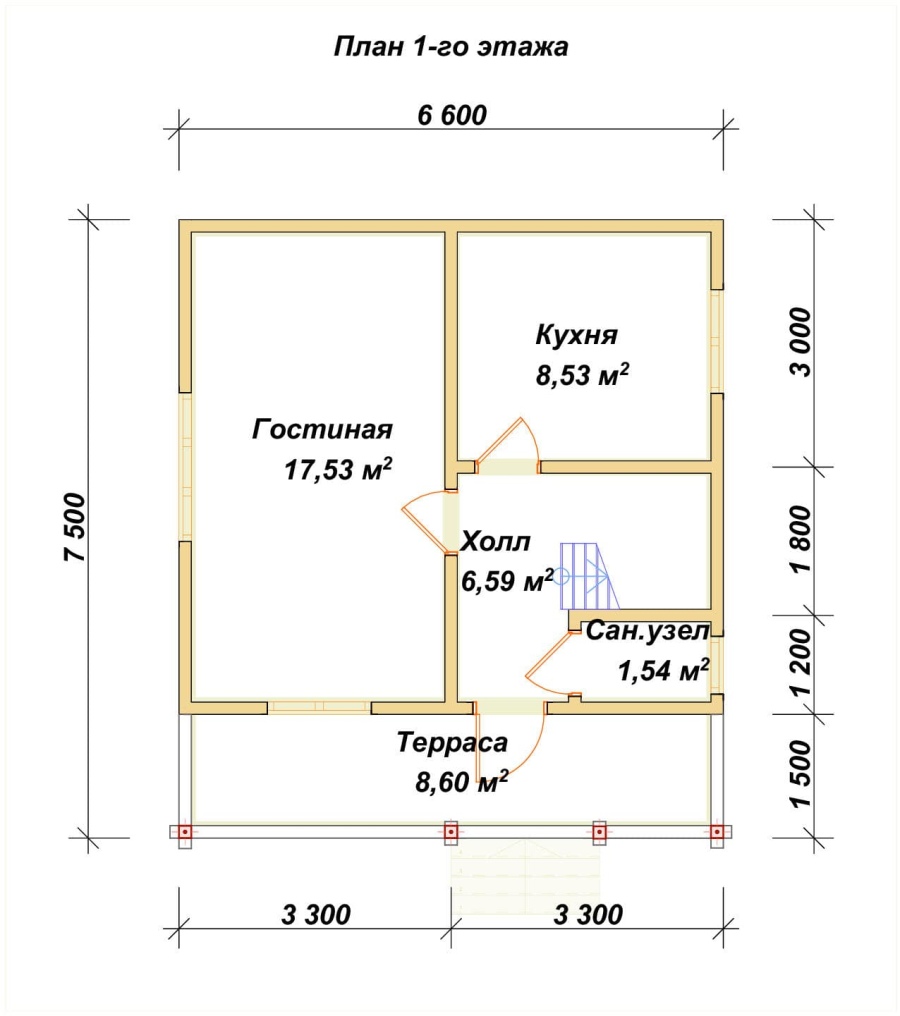 План первого этажа проект БРУСОВОЙ №-72