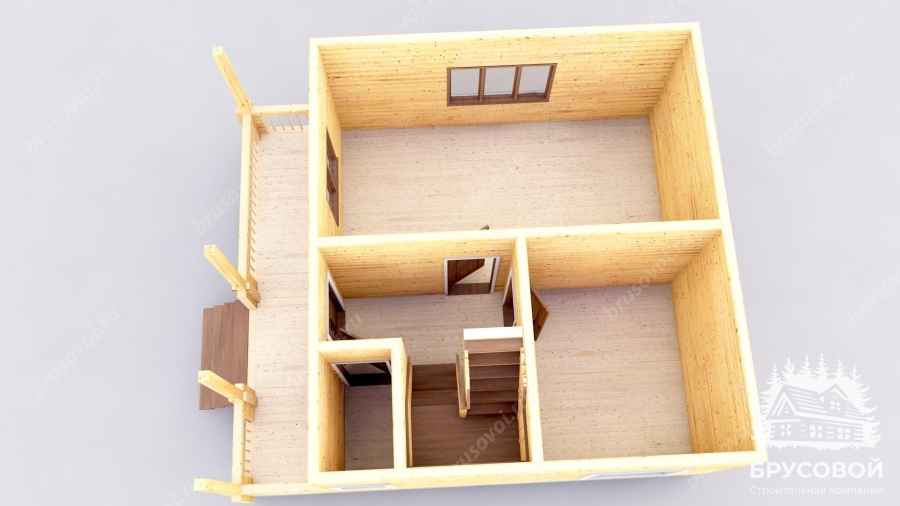 3d План первого этажа проект БРУСОВОЙ №-72