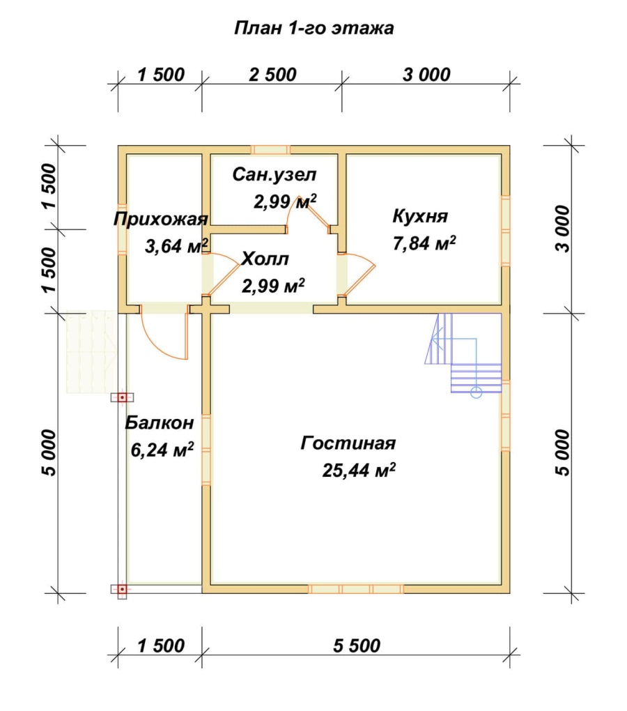 План первого этажа проект БРУСОВОЙ №-73