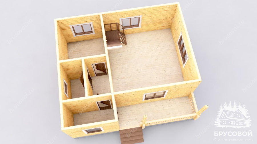 3d План первого этажа проект БРУСОВОЙ №-73