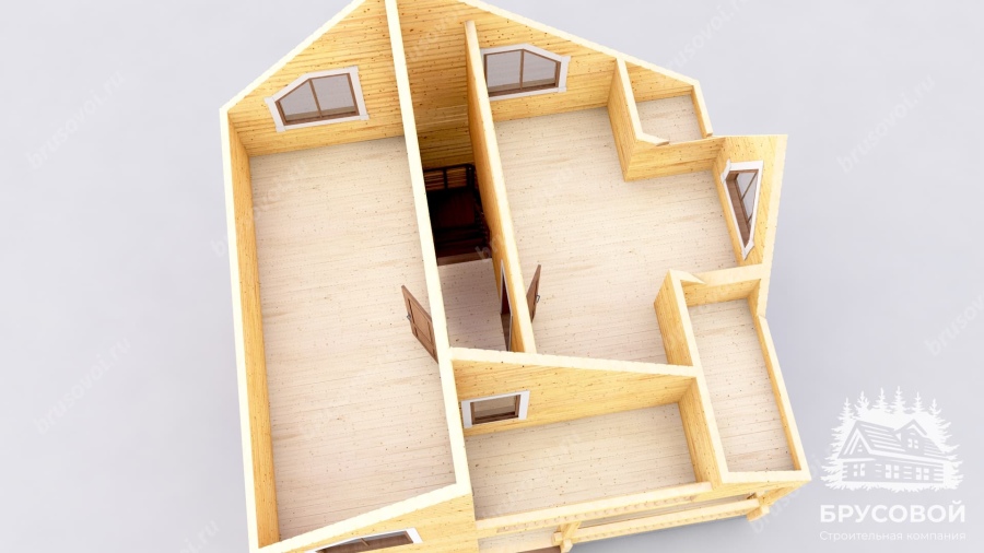 3d План второго этажа проект БРУСОВОЙ №-73