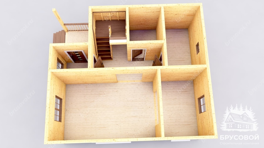 3d План первого этажа проект БРУСОВОЙ №-74