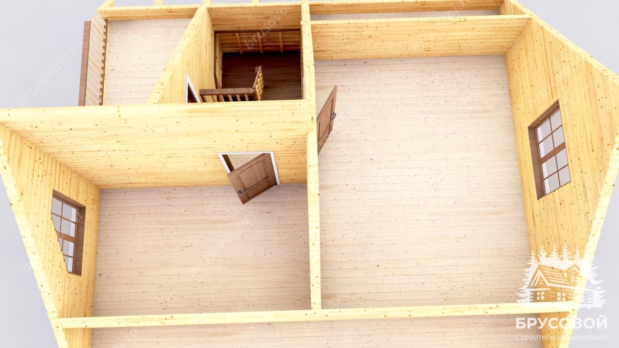 3d План второго этажа проект БРУСОВОЙ №-74