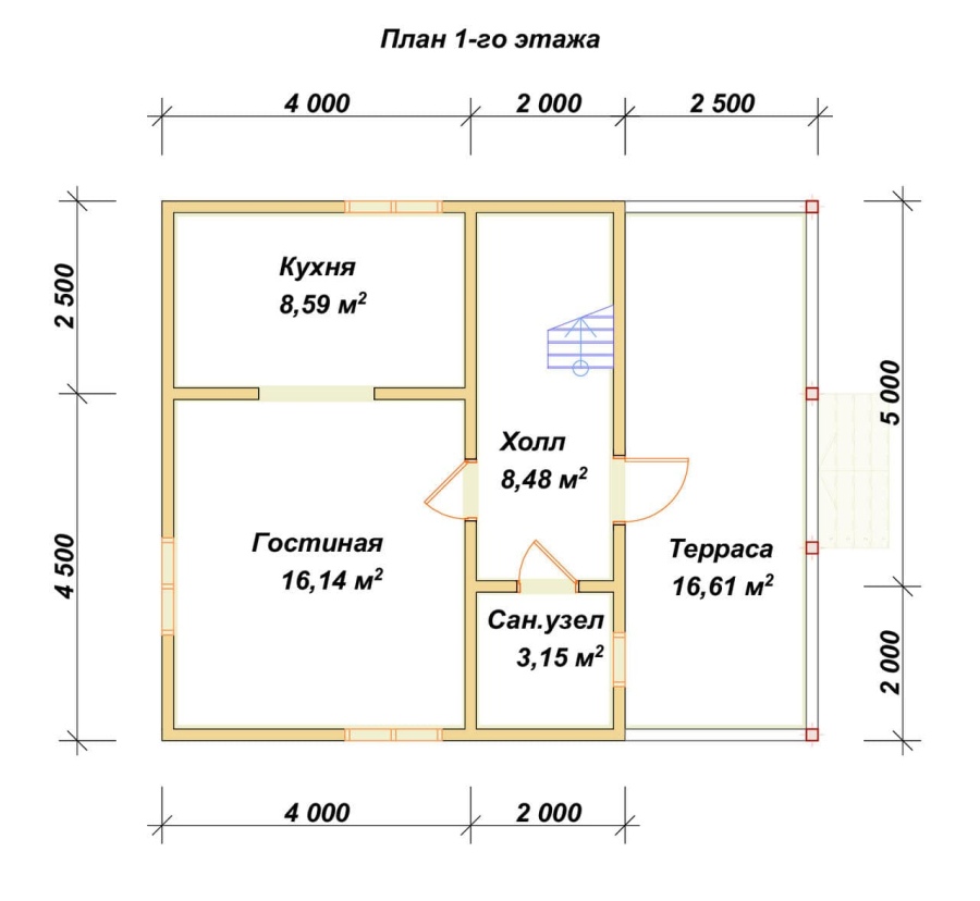 План первого этажа проект БРУСОВОЙ №-75