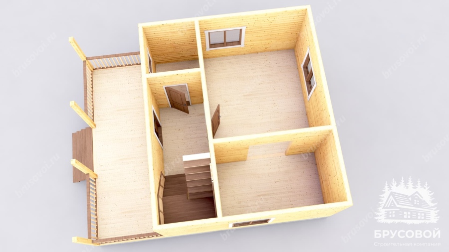 3d План первого этажа проект БРУСОВОЙ №-75