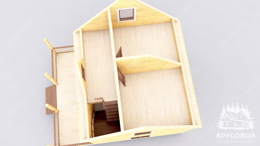 3d План второго этажа проект БРУСОВОЙ №-75