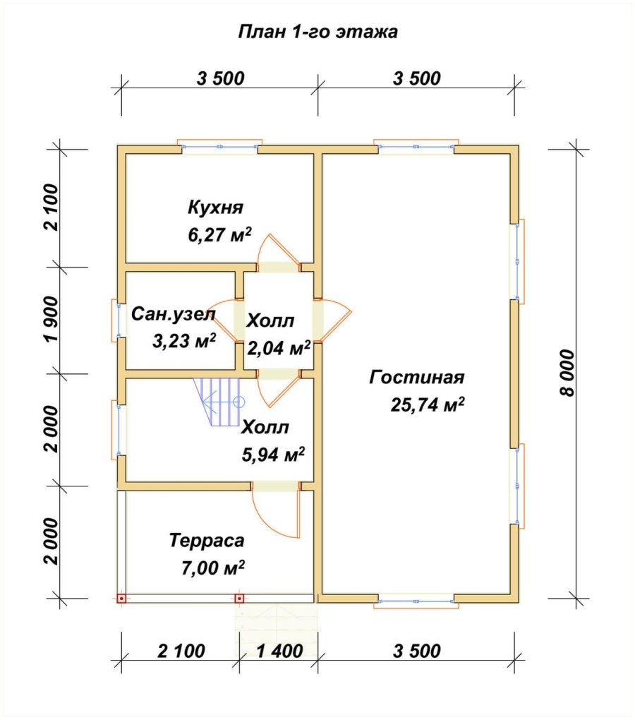План первого этажа проект БРУСОВОЙ №-76