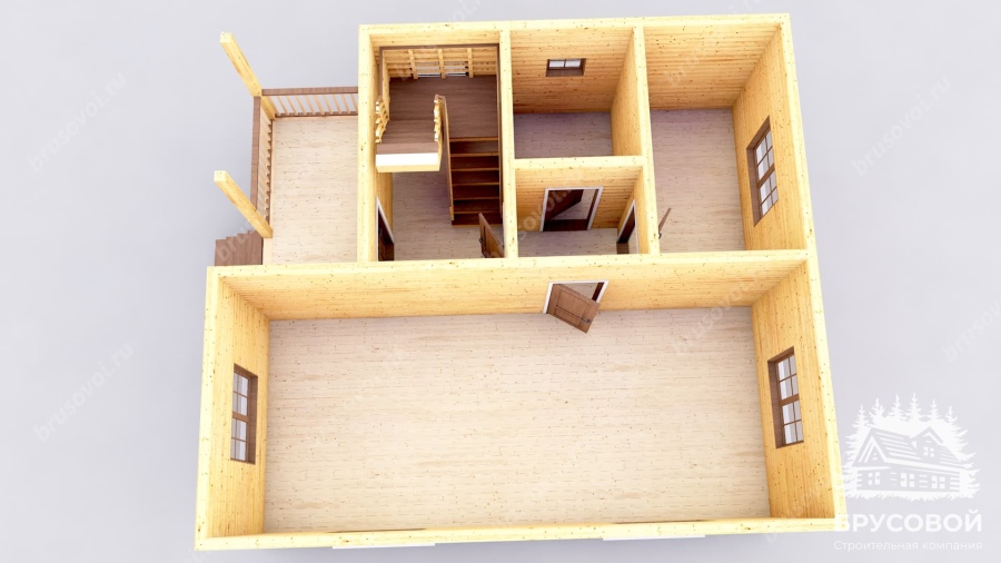 3d План первого этажа проект БРУСОВОЙ №-76