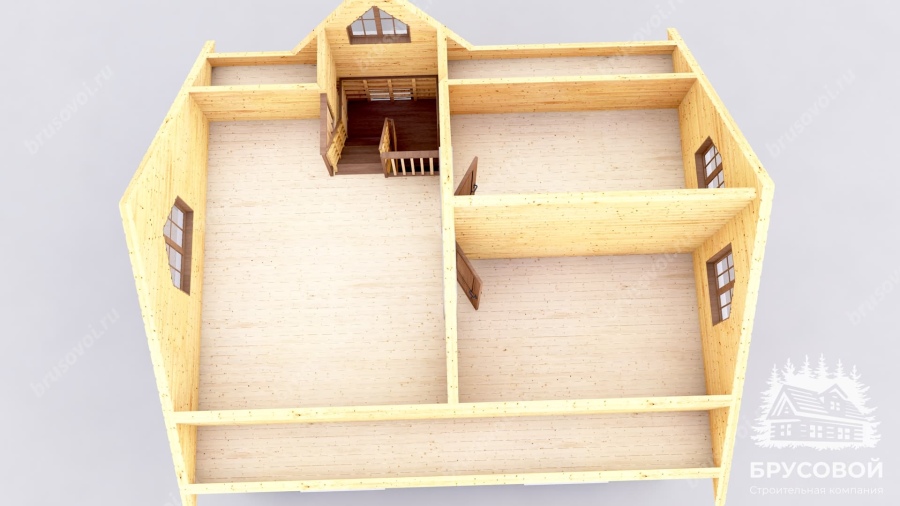 3d План второго этажа проект БРУСОВОЙ №-76