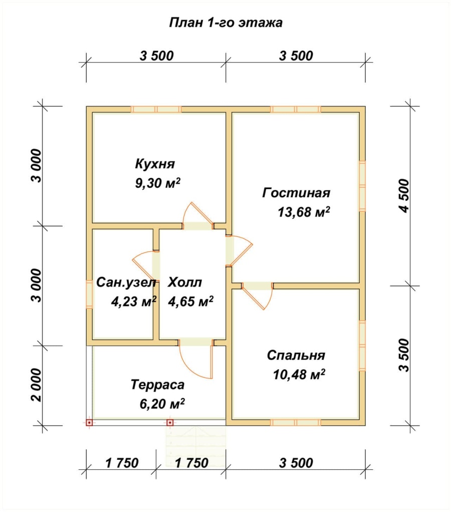 План первого этажа проект БРУСОВОЙ №-77