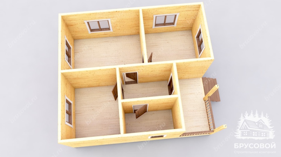 3d План первого этажа проект БРУСОВОЙ №-77