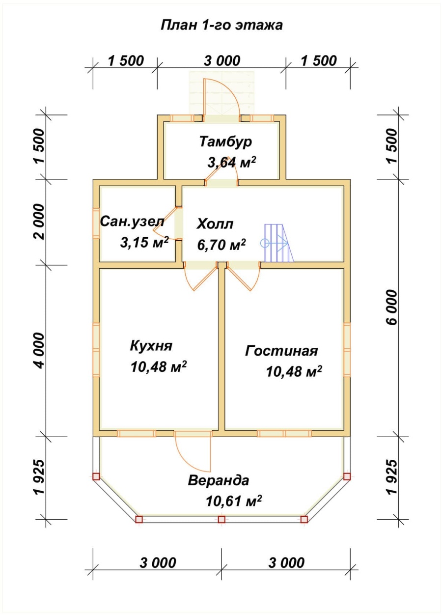План первого этажа проект БРУСОВОЙ №-8