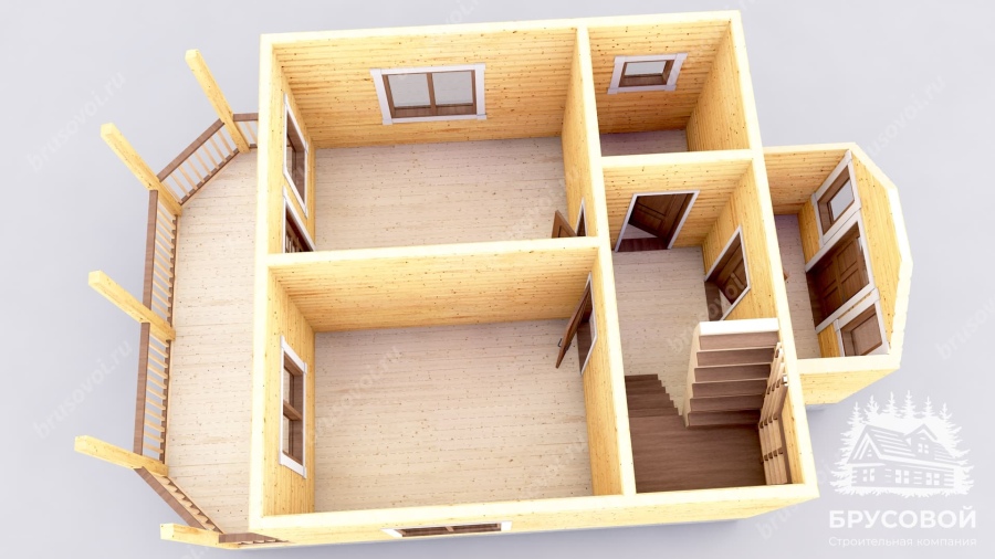 3d План первого этажа проект БРУСОВОЙ №-8