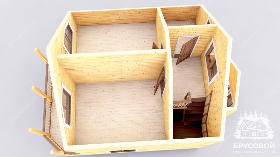 3d План второго этажа проект БРУСОВОЙ №-8