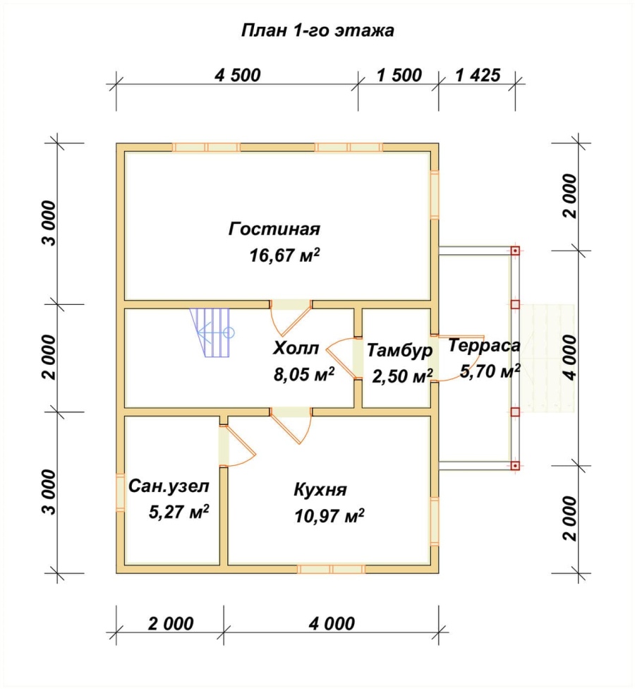 План первого этажа проект БРУСОВОЙ №-80