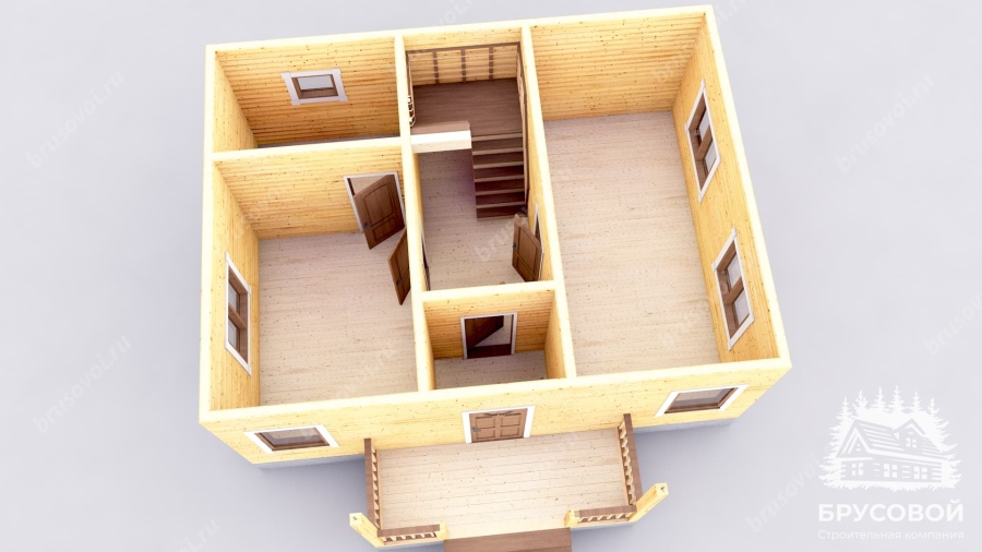 3d План первого этажа проект БРУСОВОЙ №-80