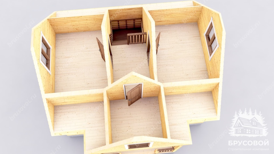 3d План второго этажа проект БРУСОВОЙ №-80