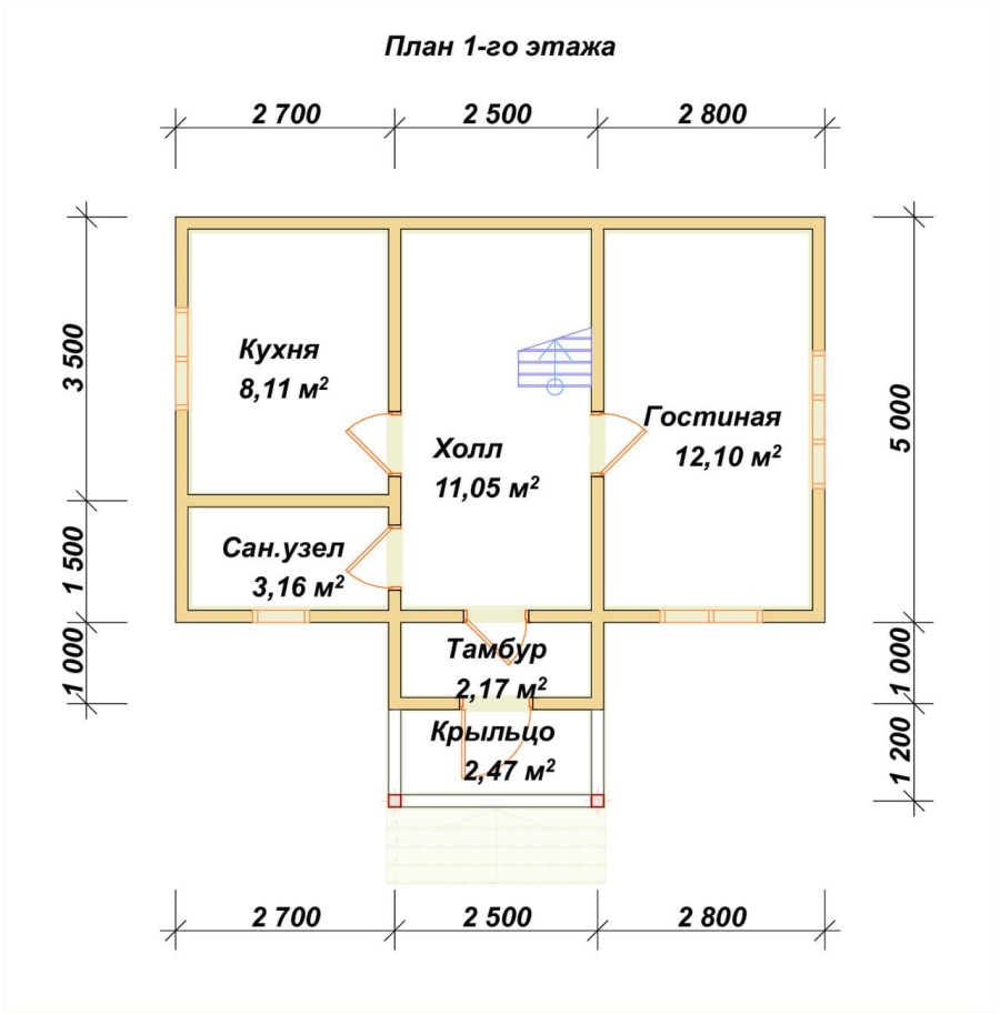 План первого этажа проект БРУСОВОЙ №-81