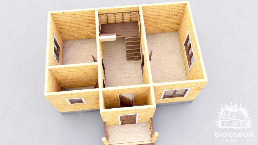 3d План первого этажа проект БРУСОВОЙ №-81