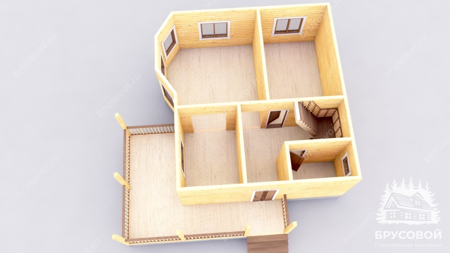 3d План первого этажа проект БРУСОВОЙ №-82