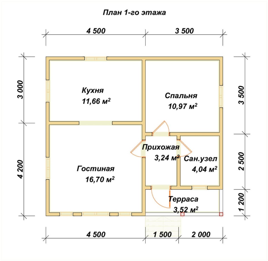 План первого этажа проект БРУСОВОЙ №-84