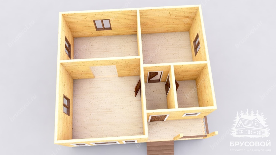 3d План первого этажа проект БРУСОВОЙ №-84