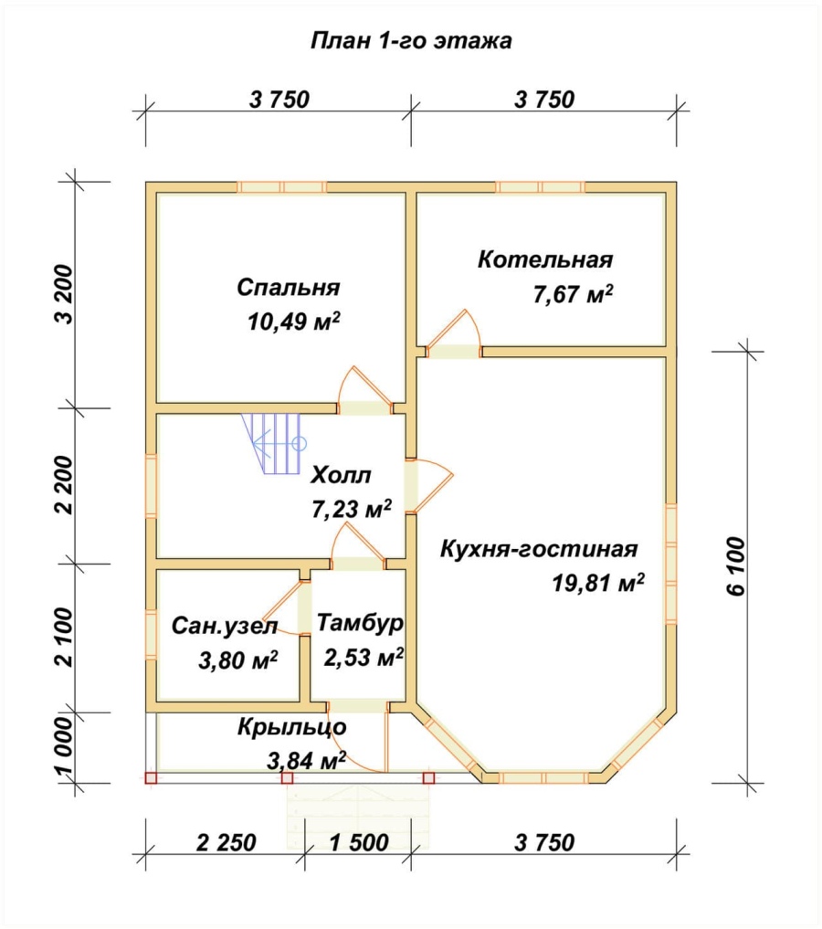 План первого этажа проект БРУСОВОЙ №-85