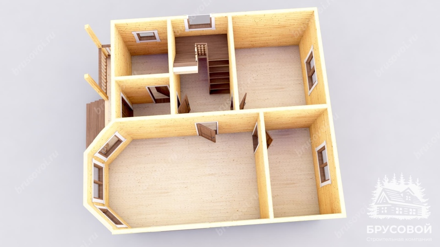 3d План первого этажа проект БРУСОВОЙ №-85