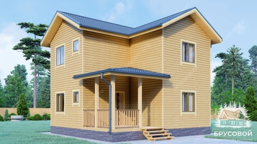 Проект дома из бруса 7х8, площадью 70 м2