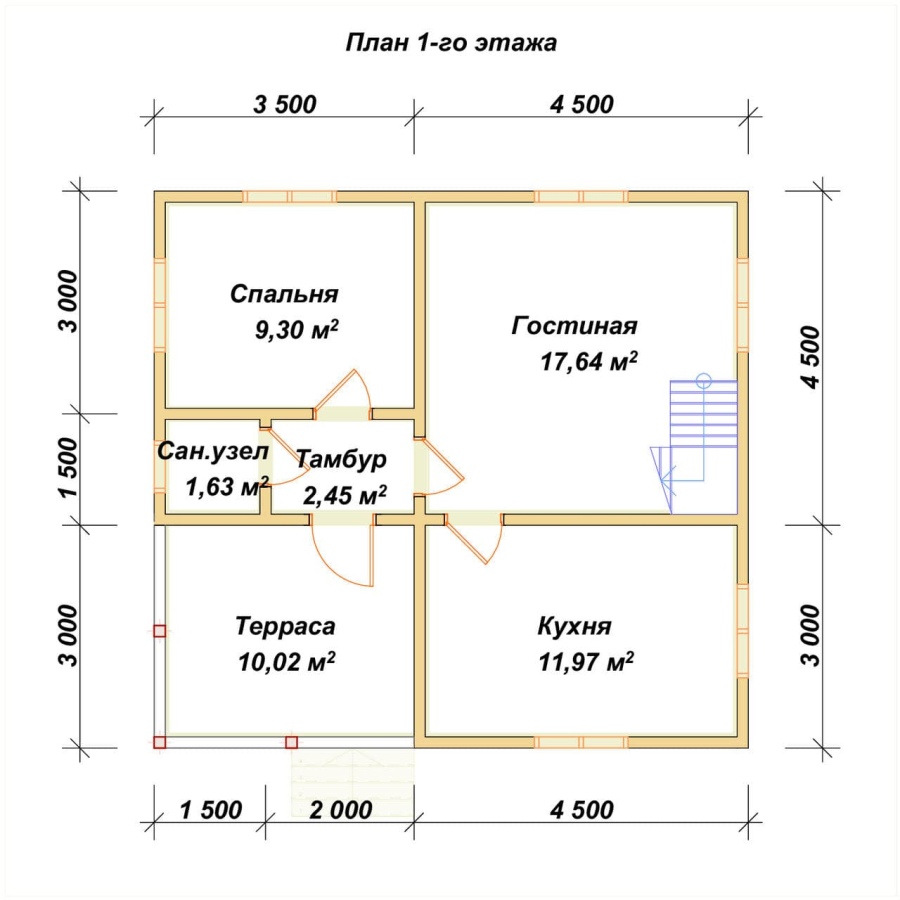 План первого этажа проект БРУСОВОЙ №-87