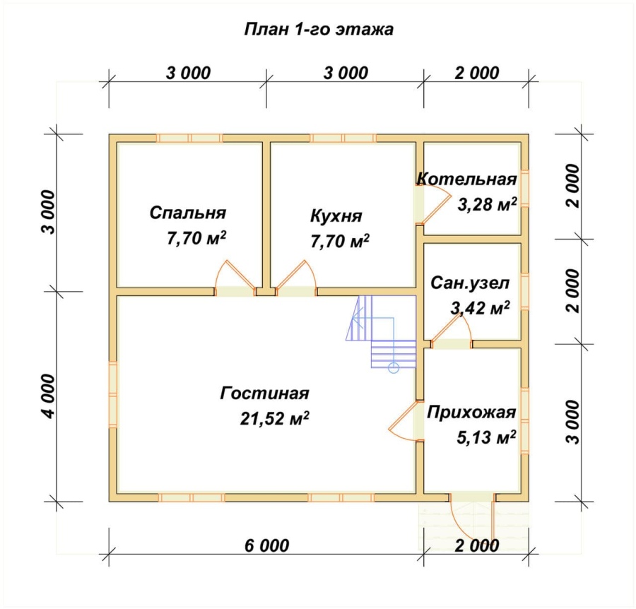 План первого этажа проект БРУСОВОЙ №-88