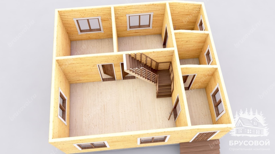 3d План первого этажа проект БРУСОВОЙ №-88