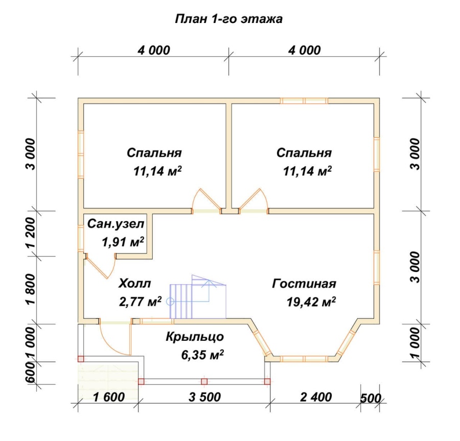 План первого этажа проект БРУСОВОЙ №-89