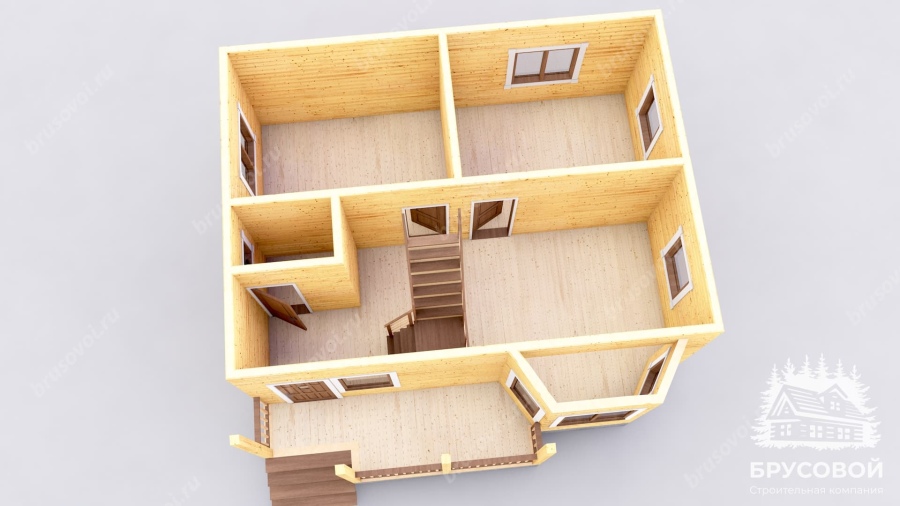 3d План первого этажа проект БРУСОВОЙ №-89