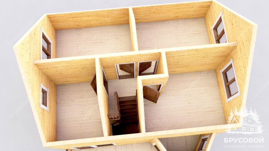 3d План второго этажа проект БРУСОВОЙ №-89