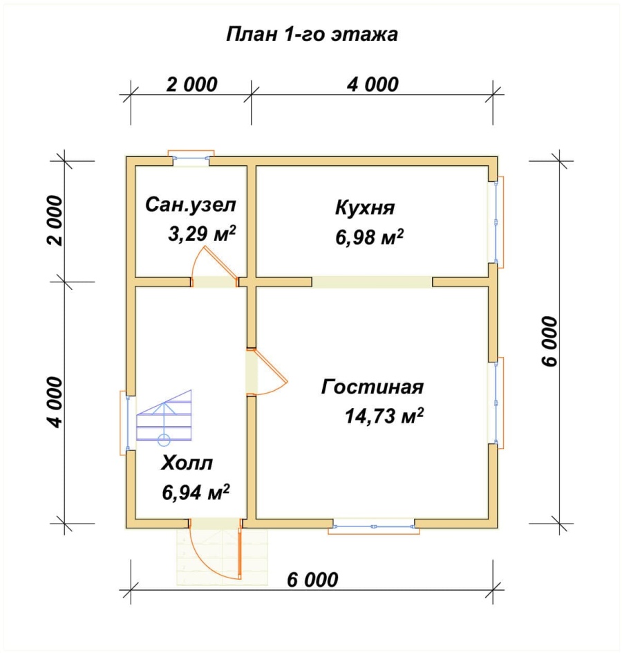 План первого этажа проект БРУСОВОЙ №-9