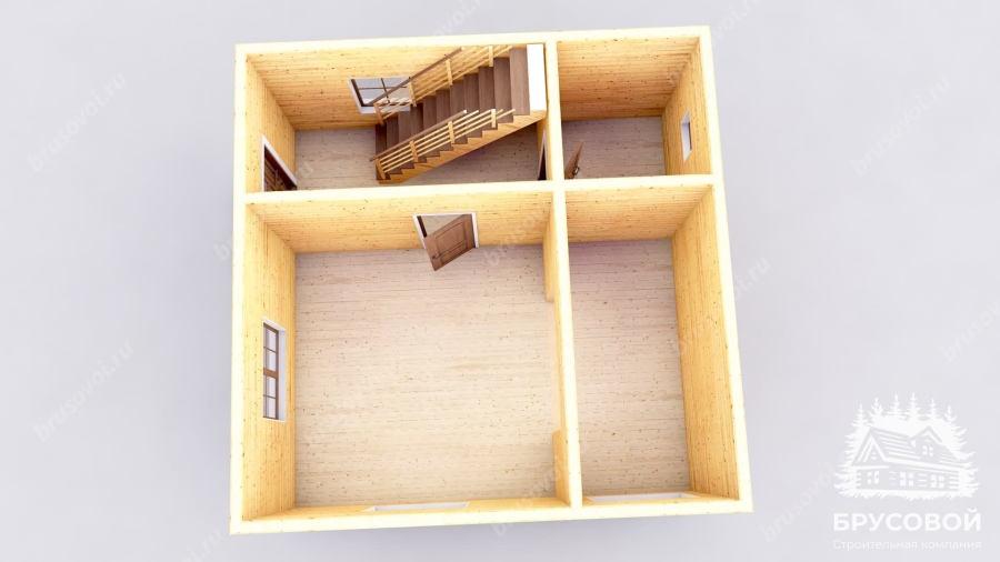 3d План первого этажа проект БРУСОВОЙ №-9