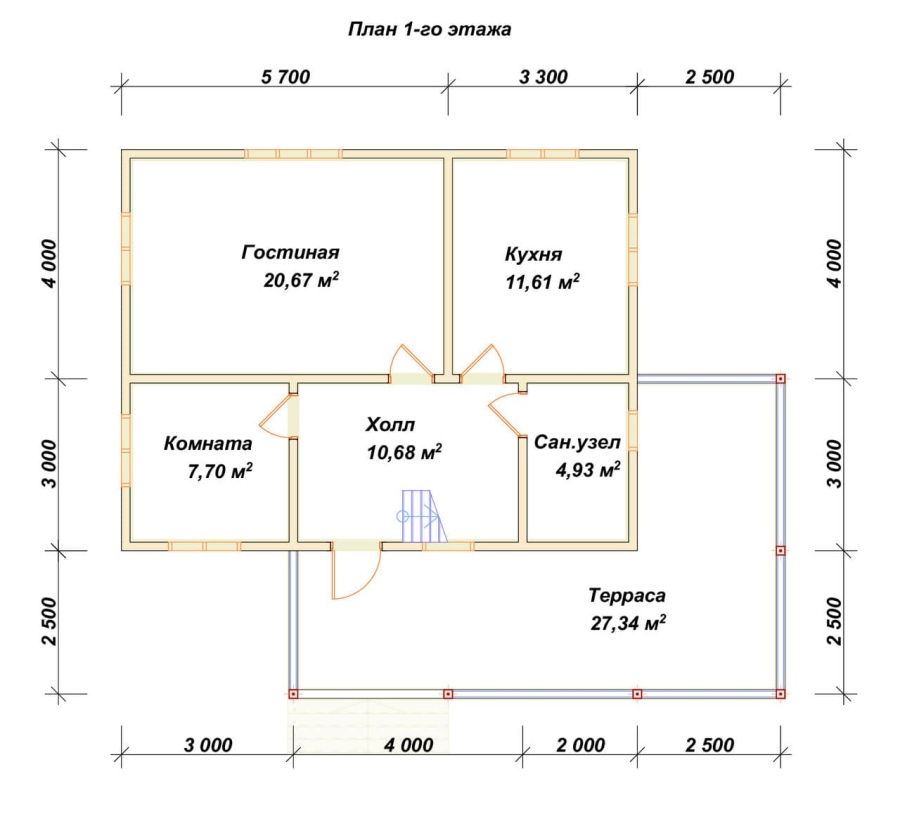 План первого этажа проект БРУСОВОЙ №-90