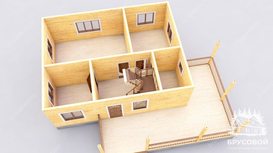 3d План первого этажа проект БРУСОВОЙ №-90