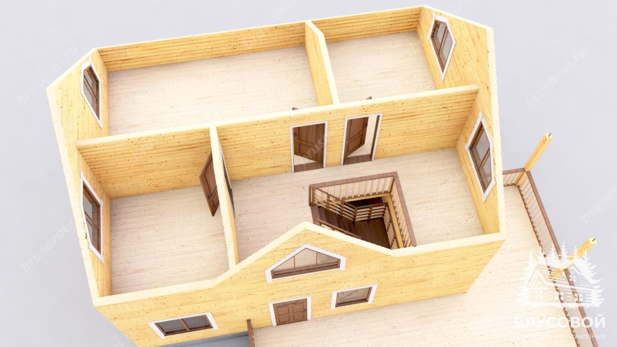 3d План второго этажа проект БРУСОВОЙ №-90