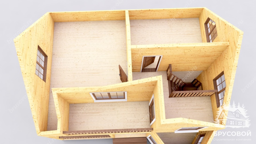 3d План второго этажа проект БРУСОВОЙ №-91