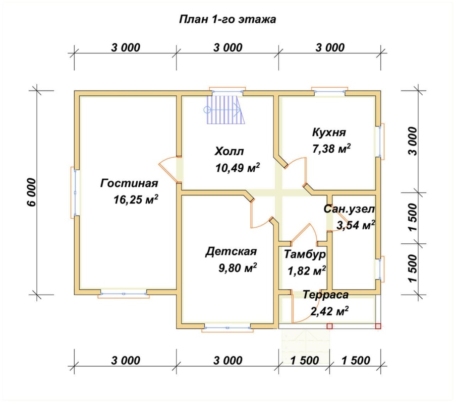 План первого этажа проект БРУСОВОЙ №-92