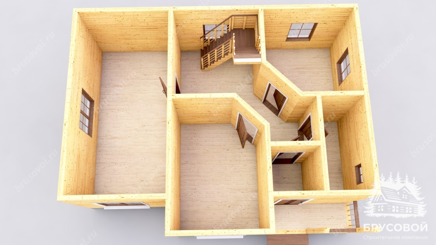 3d План первого этажа проект БРУСОВОЙ №-92