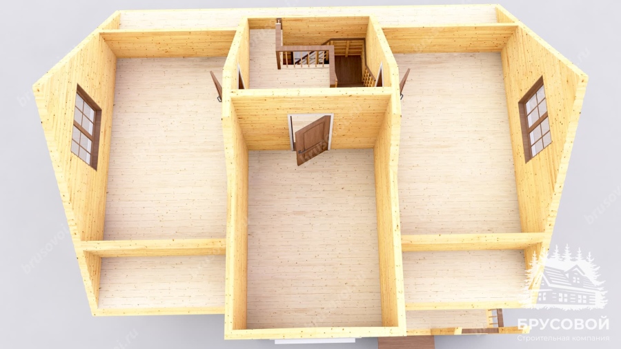 3d План второго этажа проект БРУСОВОЙ №-92