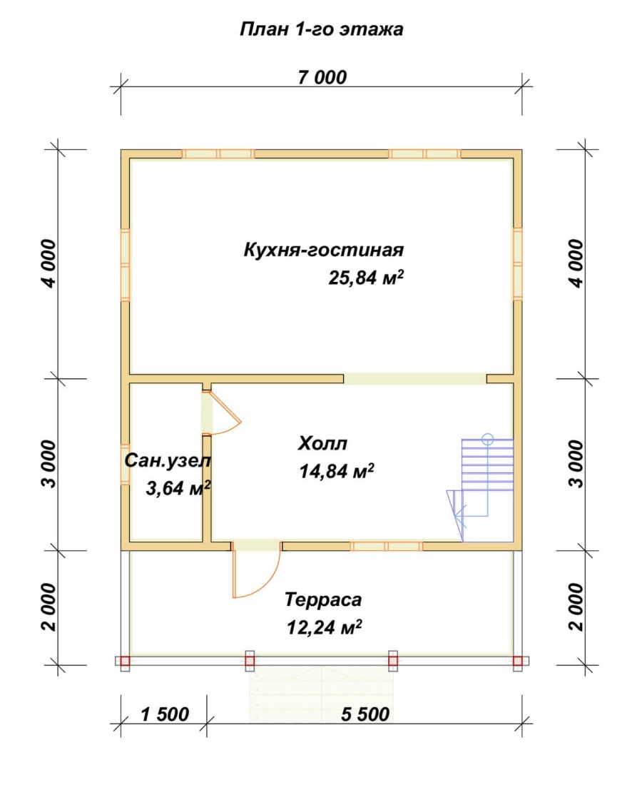 План первого этажа проект БРУСОВОЙ №-93