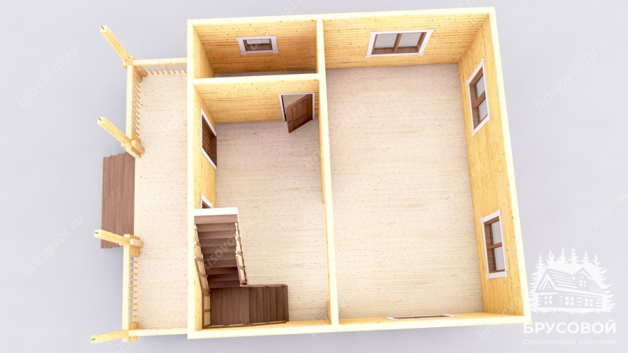 3d План первого этажа проект БРУСОВОЙ №-93